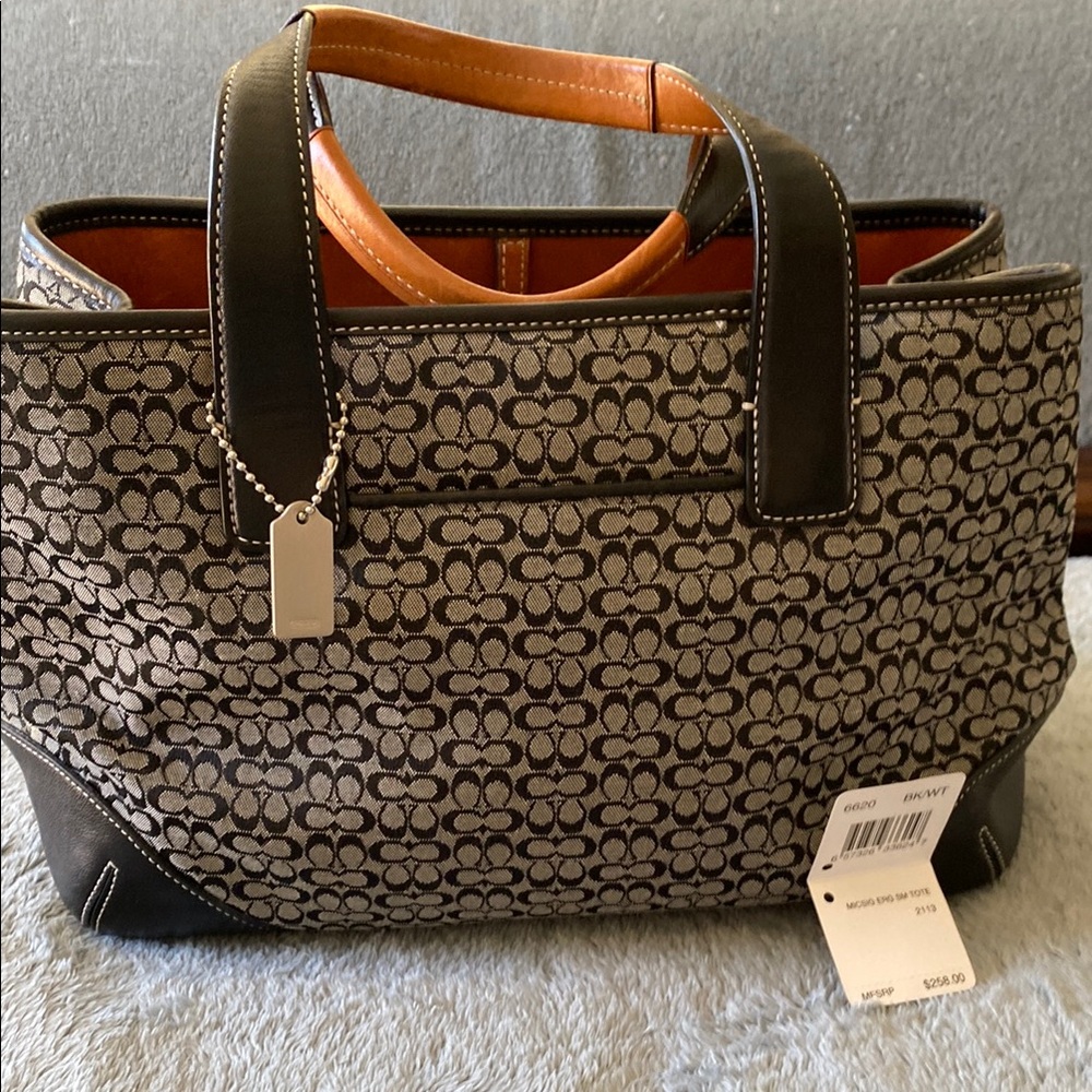 Coach Black and White Mini Signature Tote K2J-6620